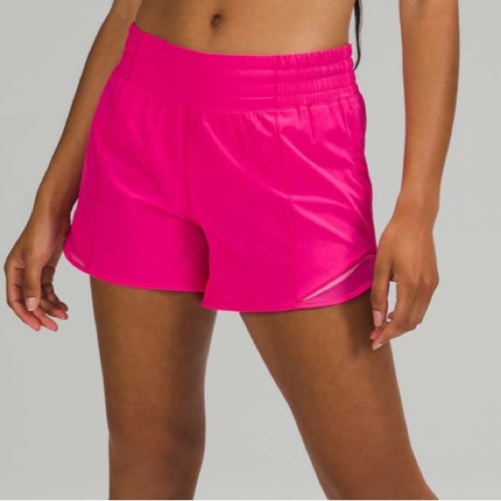 LULULEMON SHORTS 4” high rise rare sonic pink